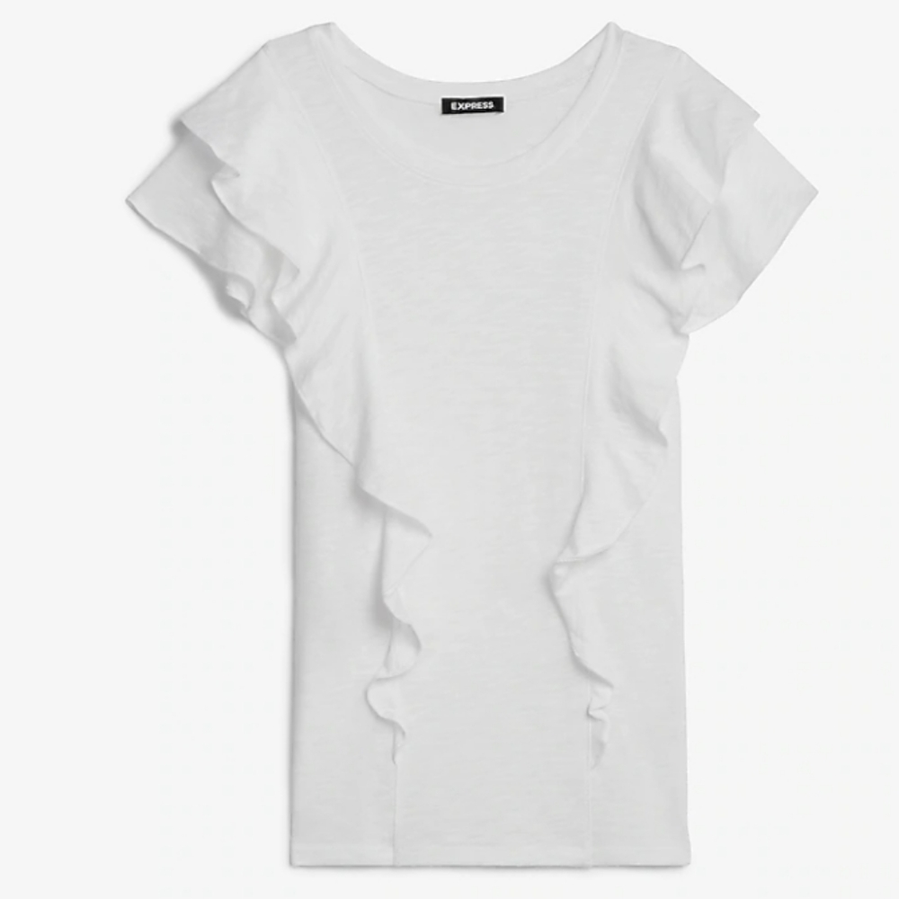 EXPRESS Ruffle Crew Neck Tee
